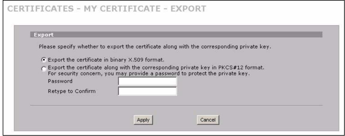 ZYXEL ZYWALL 2 WG - Certificate File Export Formats - 1