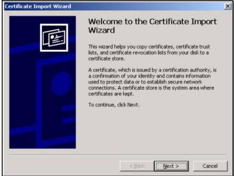 ZYXEL ZYWALL 2 WG - Importing the ZyWALL's Certificate into Internet Explorer - 3