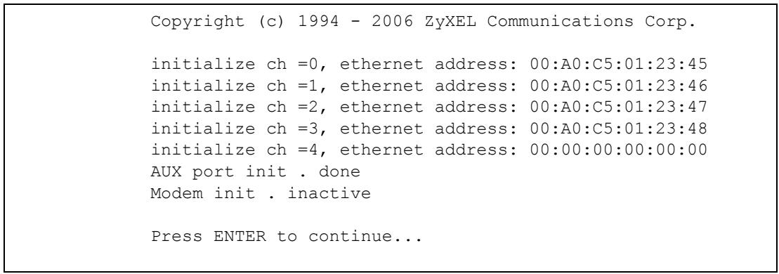 ZYXEL ZYWALL 2 WG - Initial Screen - 1