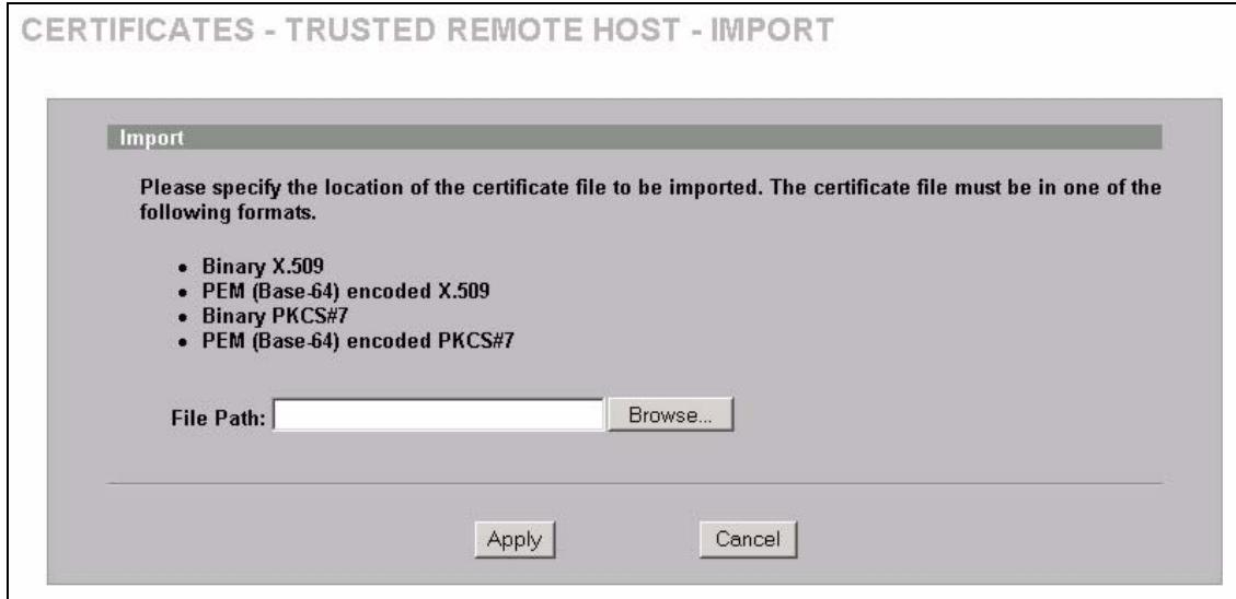 ZYXEL ZYWALL 2 WG - Trusted Remote Hosts Import - 2