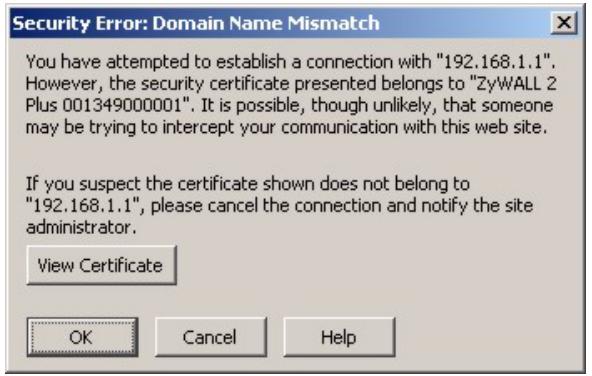 ZYXEL ZYWALL 2 WG - Netscape Navigator Warning Messages - 2