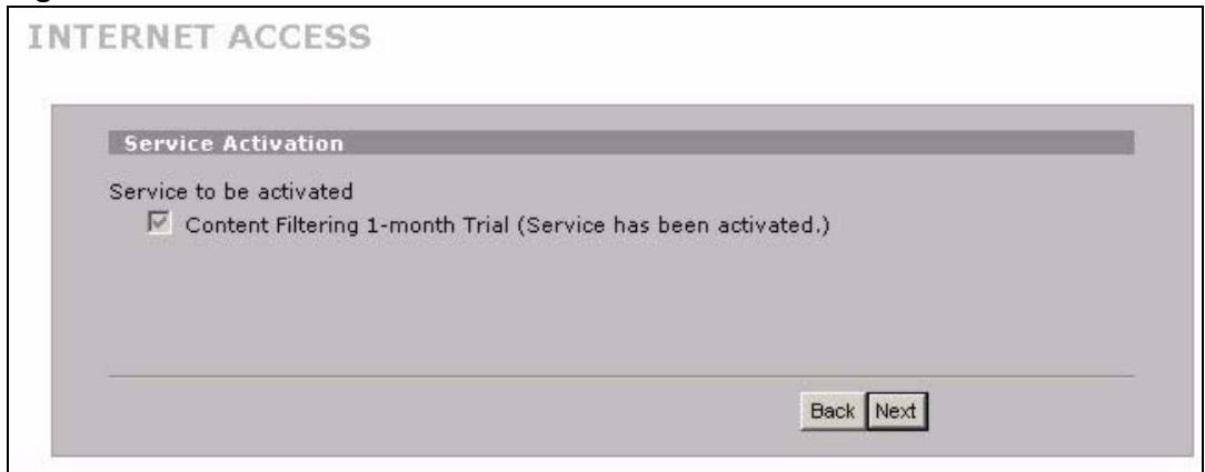 ZYXEL ZYWALL 2 WG - Internet Access Wizard: Service Activation - 2
