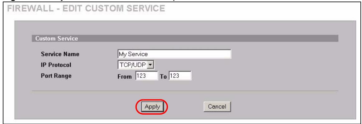 ZYXEL ZYWALL 2 WG - My Service Firewall Rule Example - 2