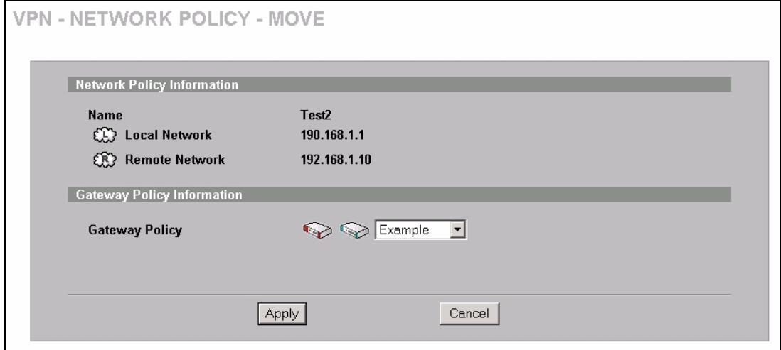 ZYXEL ZYWALL 2 WG - VPN Rules (IKE): Network Policy Move - 1