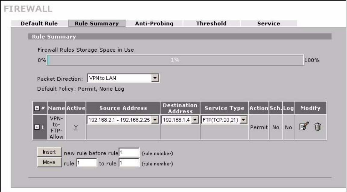 ZYXEL ZYWALL 2 WG - Firewall Rule to Allow Access Example - 3