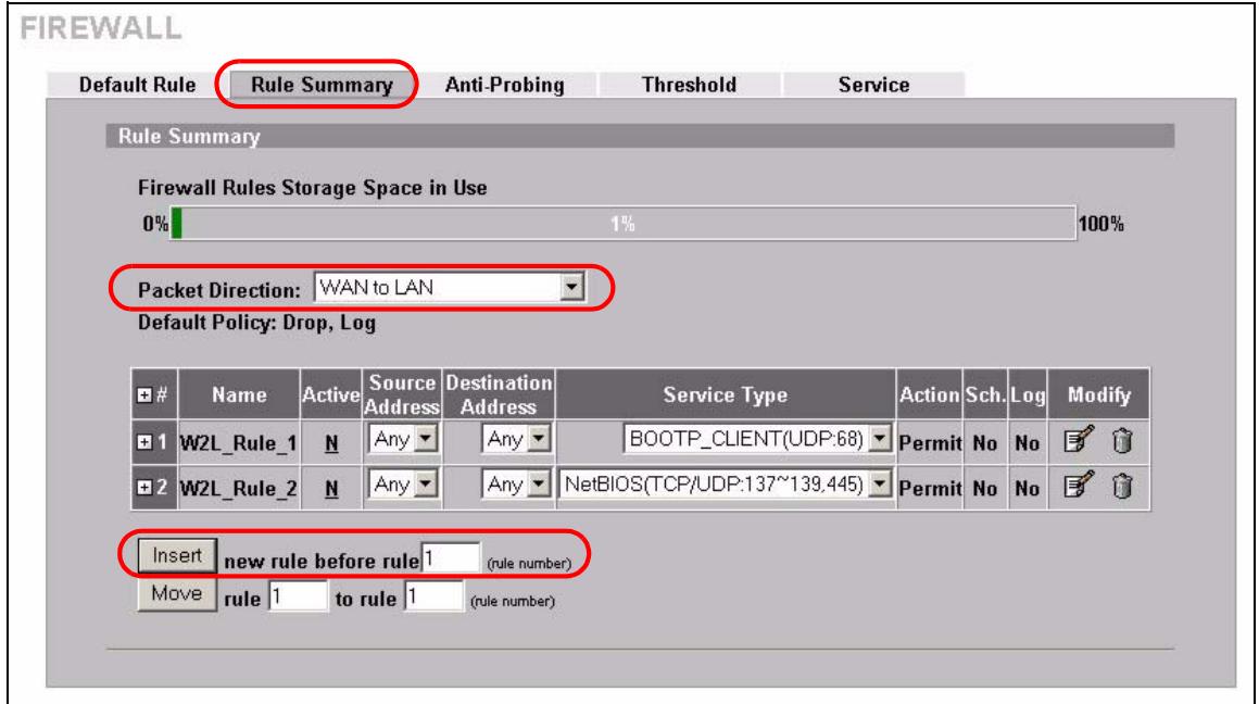 ZYXEL ZYWALL 2 WG - My Service Firewall Rule Example - 3