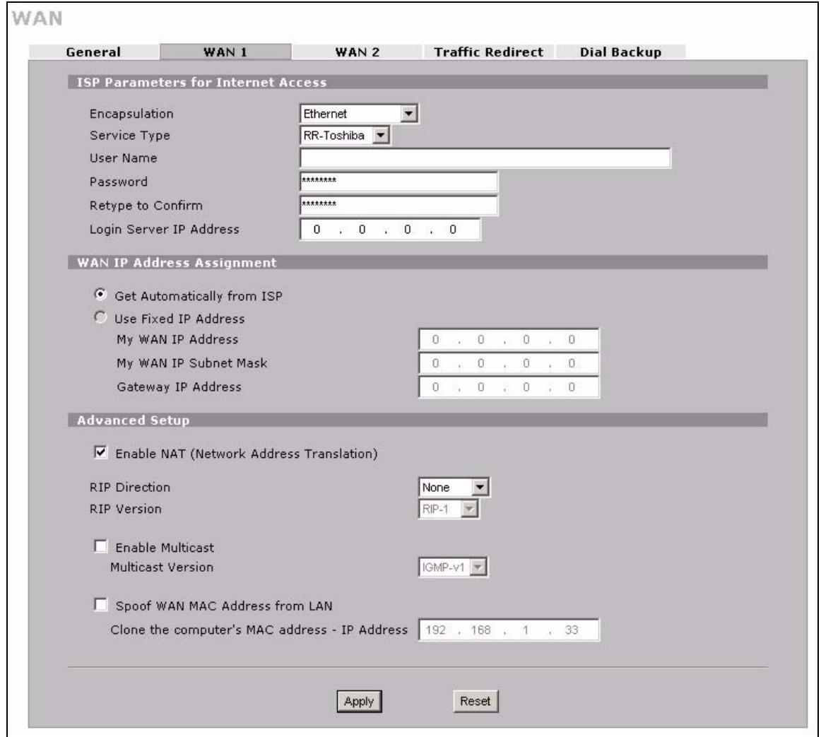 ZYXEL ZYWALL 2 WG - WAN Ethernet Encapsulation - 1