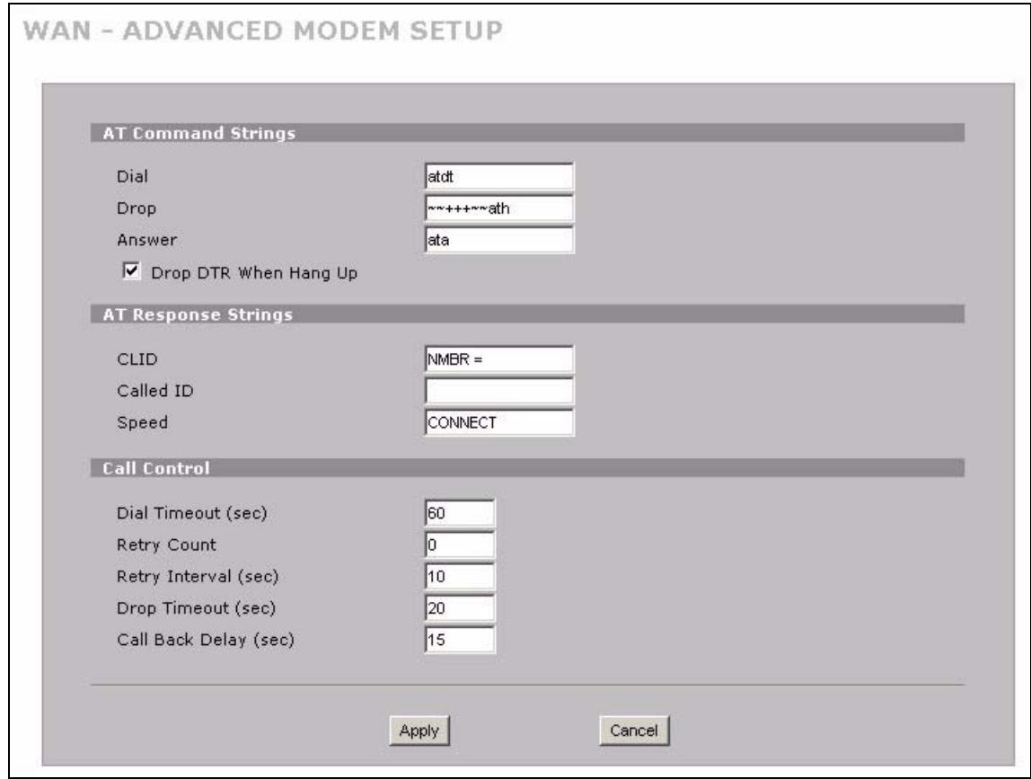 ZYXEL ZYWALL 2 WG - Configuring Advanced Modem Setup - 2