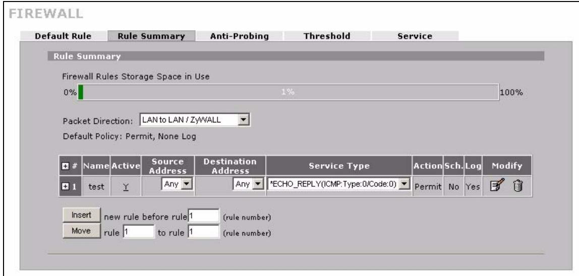 ZYXEL ZYWALL 2 WG - Firewall Rule Summary - 2