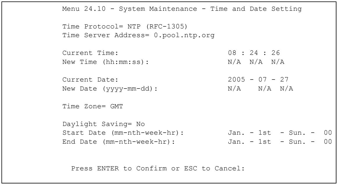 ZYXEL ZYWALL 2 WG - Time and Date Setting - 2