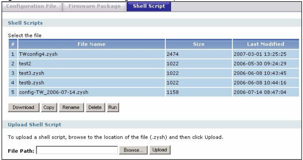 ZYXEL ZYWALL USG 1000 - Shell Script Screen - 2