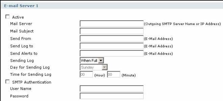 ZYXEL ZYWALL USG 1000 - Log Settings Edit E-mail - 1