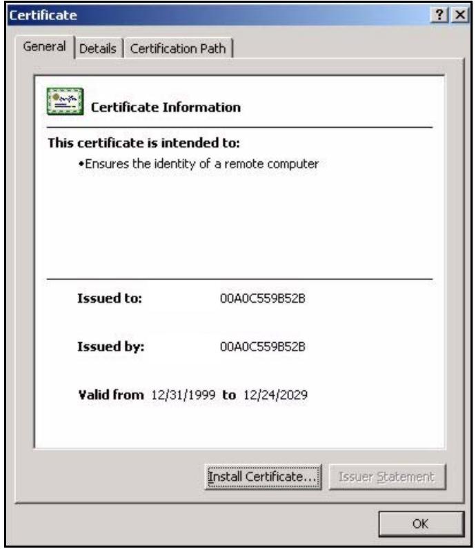 ZYXEL ZYWALL USG 1000 - Importing the ZyWALL's Certificate into Internet Explorer - 7