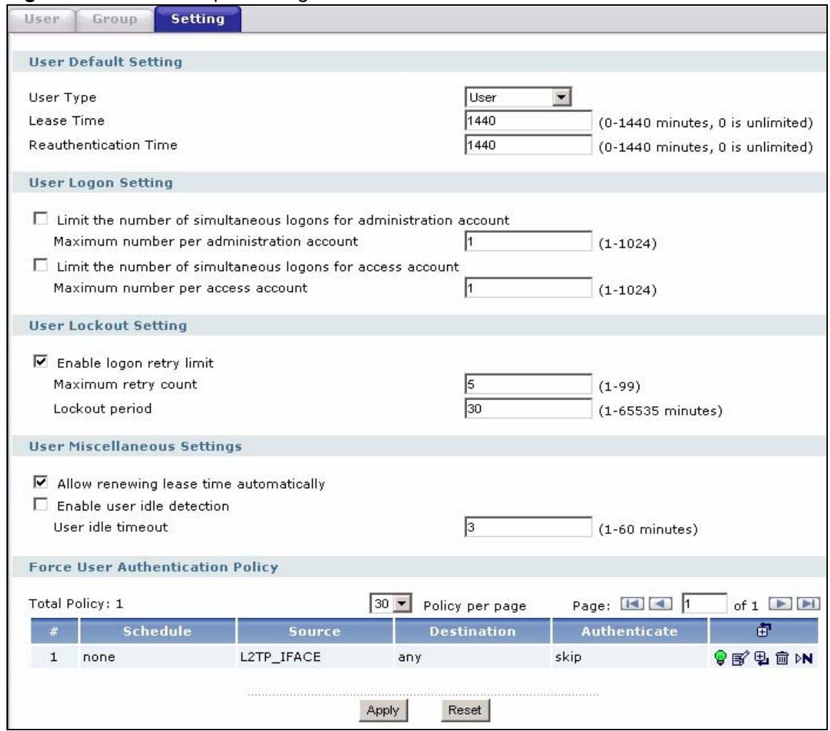 ZYXEL ZYWALL USG 1000 - Setting Screen - 1