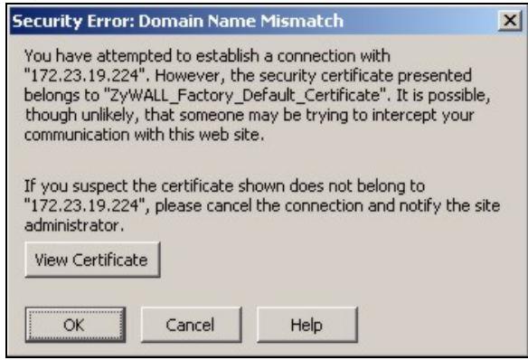 ZYXEL ZYWALL USG 1000 - Netscape Navigator Warning Messages - 2