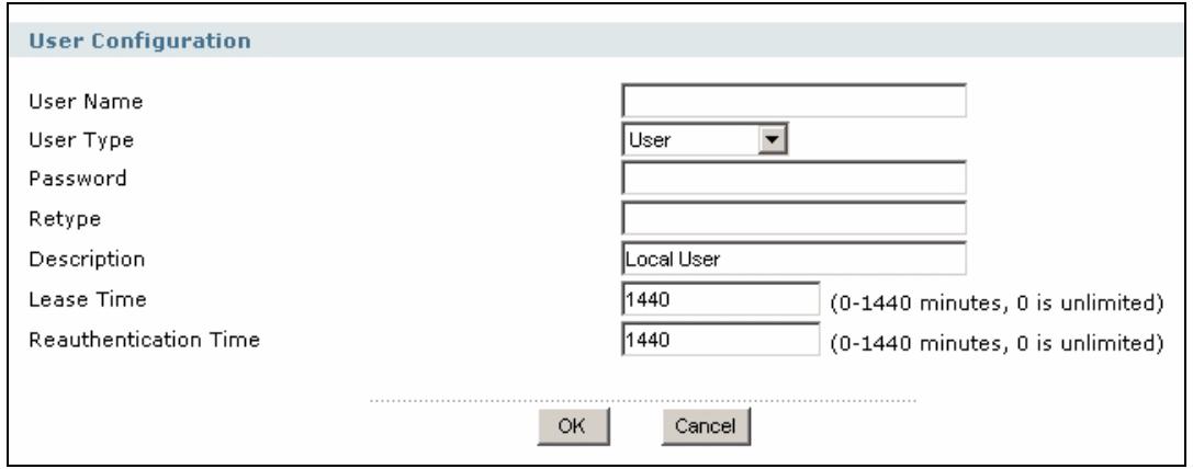 ZYXEL ZYWALL USG 1000 - User Add/Edit - 1