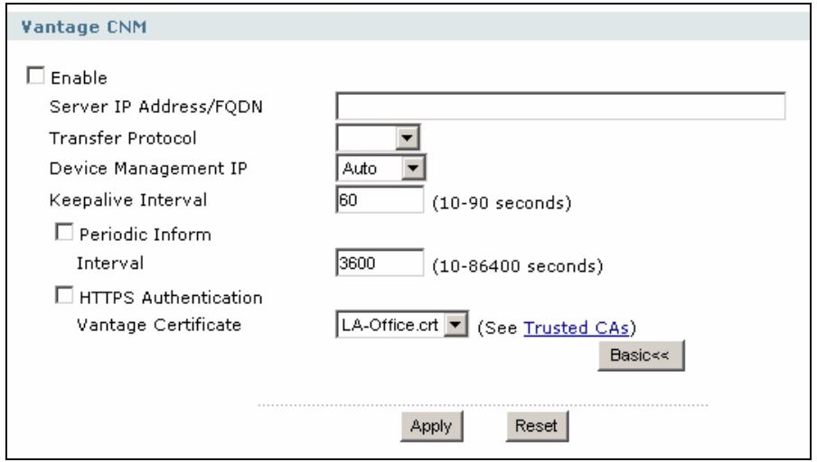 ZYXEL ZYWALL USG 1000 - Configuring Vantage CNM - 1