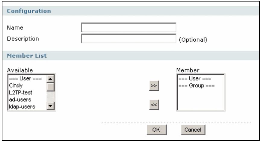 ZYXEL ZYWALL USG 1000 - Group Add/Edit - 1