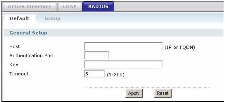 ZYXEL ZYWALL USG 1000 - Configuring a Default RADIUS Server - 1