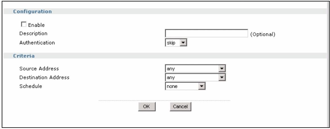 ZYXEL ZYWALL USG 1000 - Force User Authentication Policy Add/Edit - 1