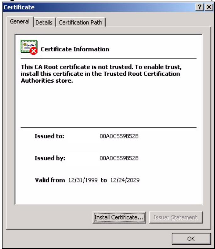 ZYXEL ZYWALL USG 1000 - Importing the ZyWALL's Certificate into Internet Explorer - 2