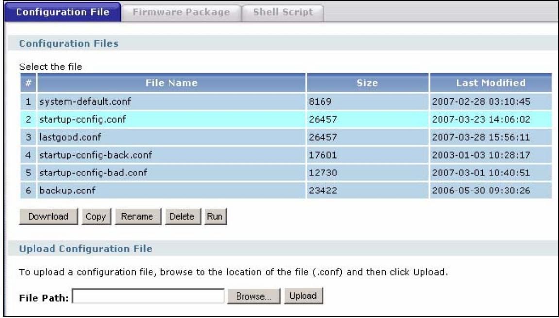 ZYXEL ZYWALL USG 1000 - Configuration File Screen - 1