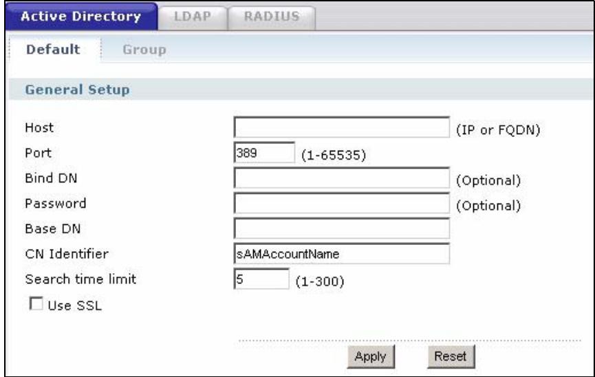 ZYXEL ZYWALL USG 1000 - Configuring Active Directory or LDAP Default Server Settings - 1