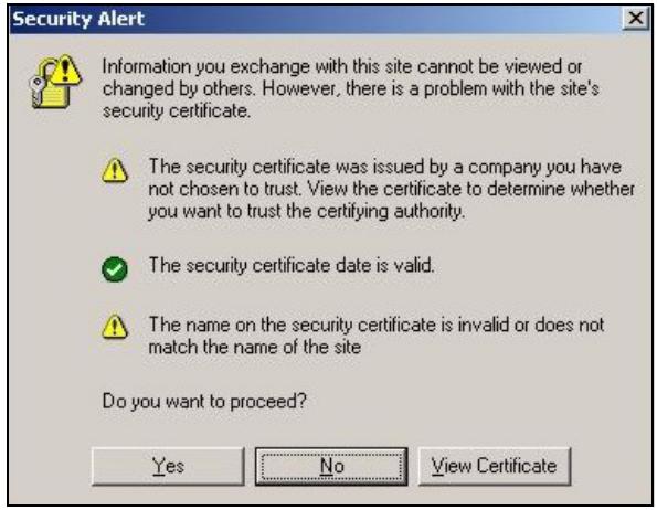 ZYXEL ZYWALL USG 1000 - Internet Explorer Warning Messages - 1