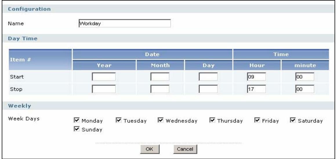 ZYXEL ZYWALL USG 1000 - Recurring Schedule Add/Edit - 1
