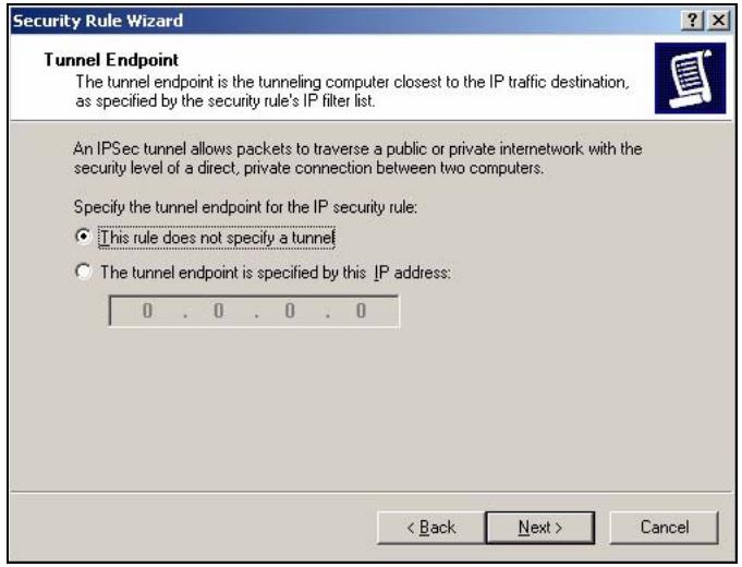 ZYXEL ZYWALL USG 2000 - Select This rule does not specify a tunnel and click Next. - 1