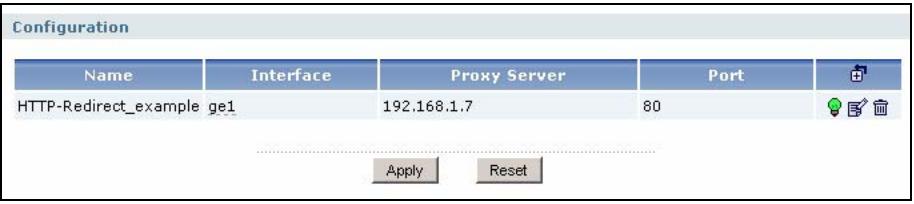 ZYXEL ZYWALL USG 2000 - The HTTP Redirect Screen - 1