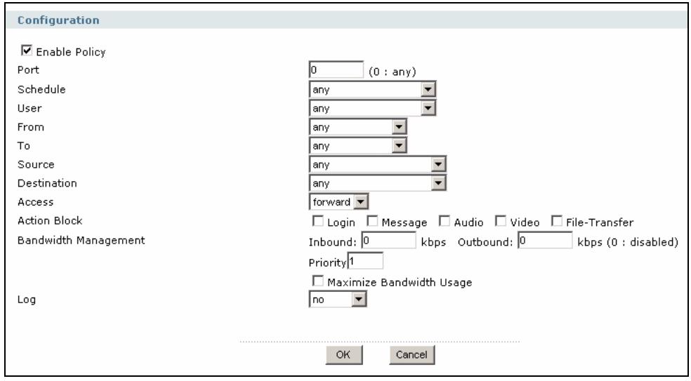 ZYXEL ZYWALL USG 2000 - The Application Patrol Policy Edit Screen - 1