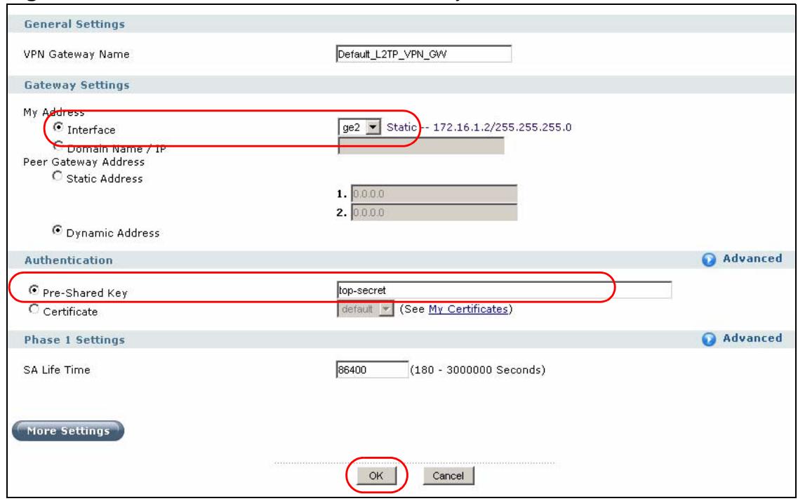 ZYXEL ZYWALL USG 2000 - Configuring the Default L2TP VPN Gateway Example - 1