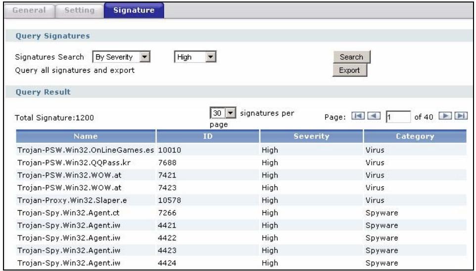 ZYXEL ZYWALL USG 2000 - Signature Searching - 1