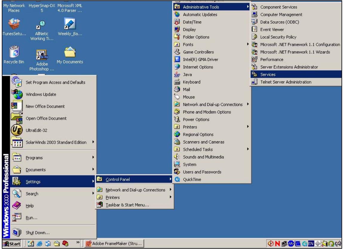 ZYXEL ZYWALL USG 2000 - Click Start > Settings > Control Panel > Administrative Tools > Services. - 1