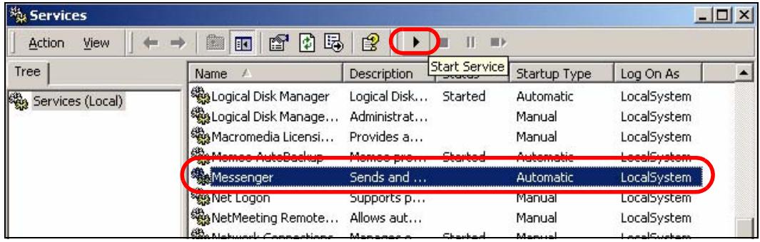 ZYXEL ZYWALL USG 2000 - Select the Messenger service and click Start Service. - 1