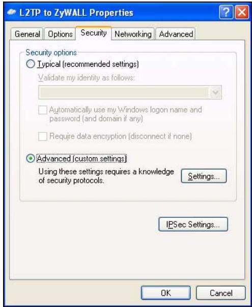 ZYXEL ZYWALL USG 2000 - Configuring L2TP in Windows XP - 9