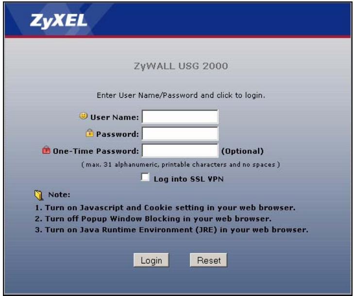 ZYXEL ZYWALL USG 2000 - Web Configurator Access - 1