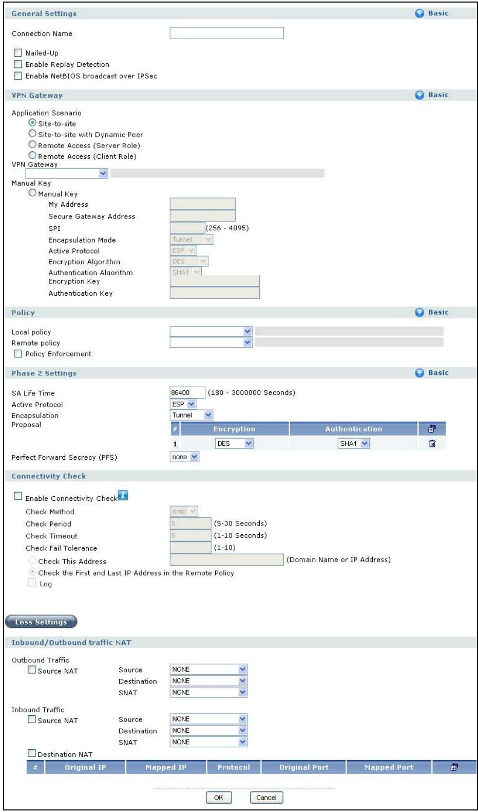 ZYXEL ZYWALL USG 2000 - The VPN Connection Add/Edit (IKE) Screen - 1