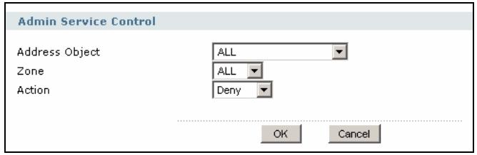 ZYXEL ZYWALL USG 2000 - In the Zone field select ALL and set the Action to Deny. Click OK. - 1