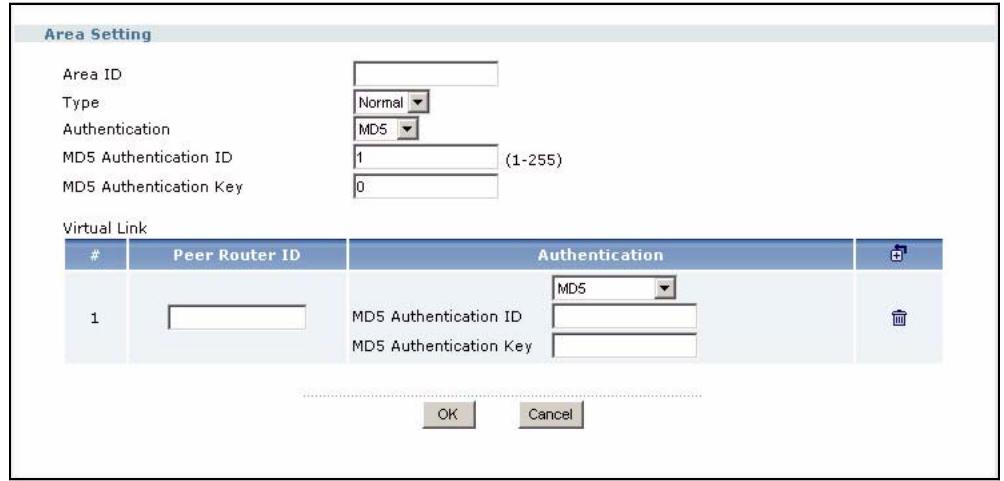 ZYXEL ZYWALL USG 2000 - OSPF Area Add/Edit Screen - 1