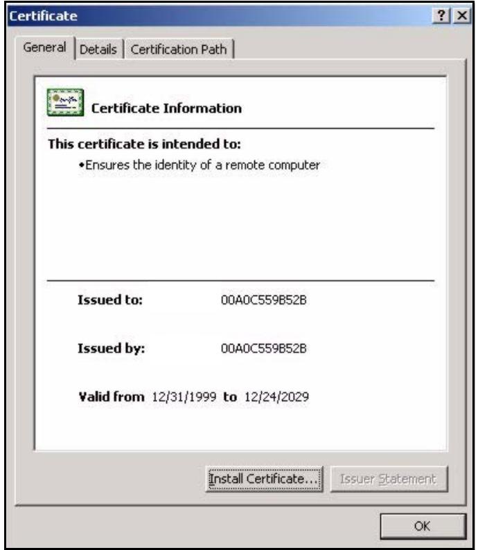 ZYXEL ZYWALL USG 2000 - Importing the ZyWALL's Certificate into Internet Explorer - 7