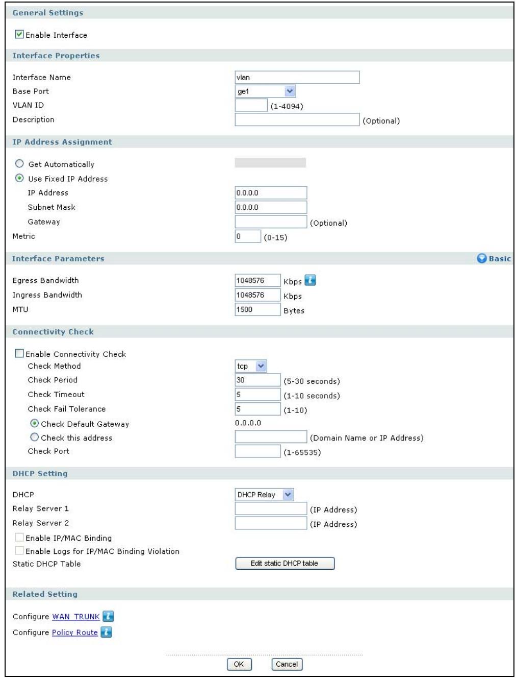 ZYXEL ZYWALL USG 2000 - VLAN Add/Edit - 1