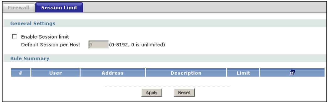 ZYXEL ZYWALL USG 2000 - The Session Limit Screen - 1