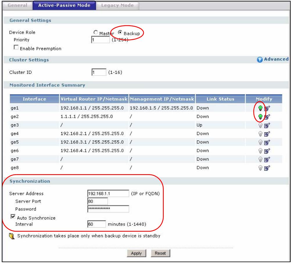 ZYXEL ZYWALL USG 2000 - Configure the Backup ZyWALL - 2