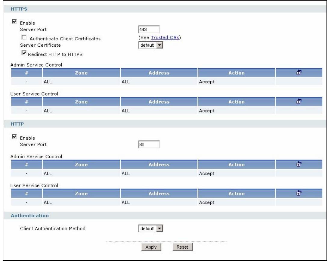 ZYXEL ZYWALL USG 2000 - Configuring WWW - 1