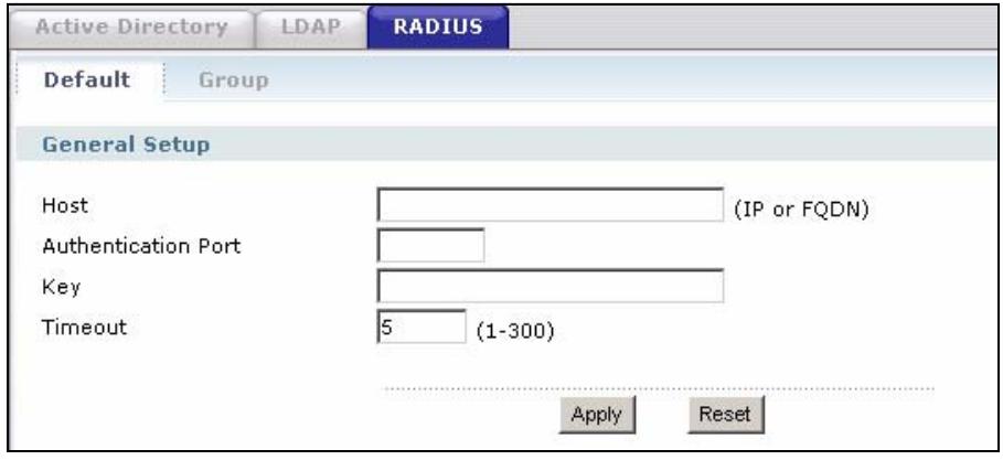 ZYXEL ZYWALL USG 2000 - Configuring a Default RADIUS Server - 1