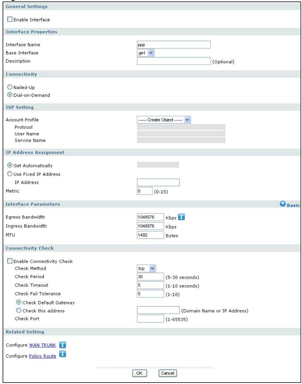 ZYXEL ZYWALL USG 2000 - PPP Interface Add/Edit - 1
