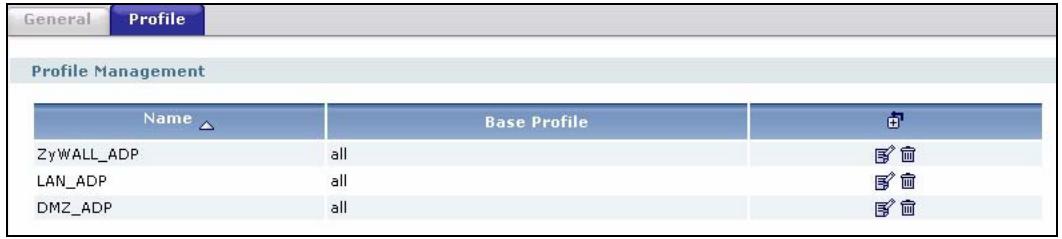 ZYXEL ZYWALL USG 2000 - Configuring The ADP Profile Summary Screen - 1