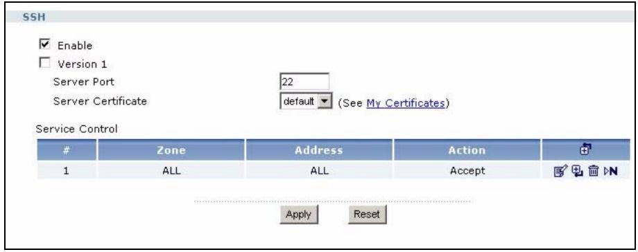 ZYXEL ZYWALL USG 2000 - Configuring SSH - 1